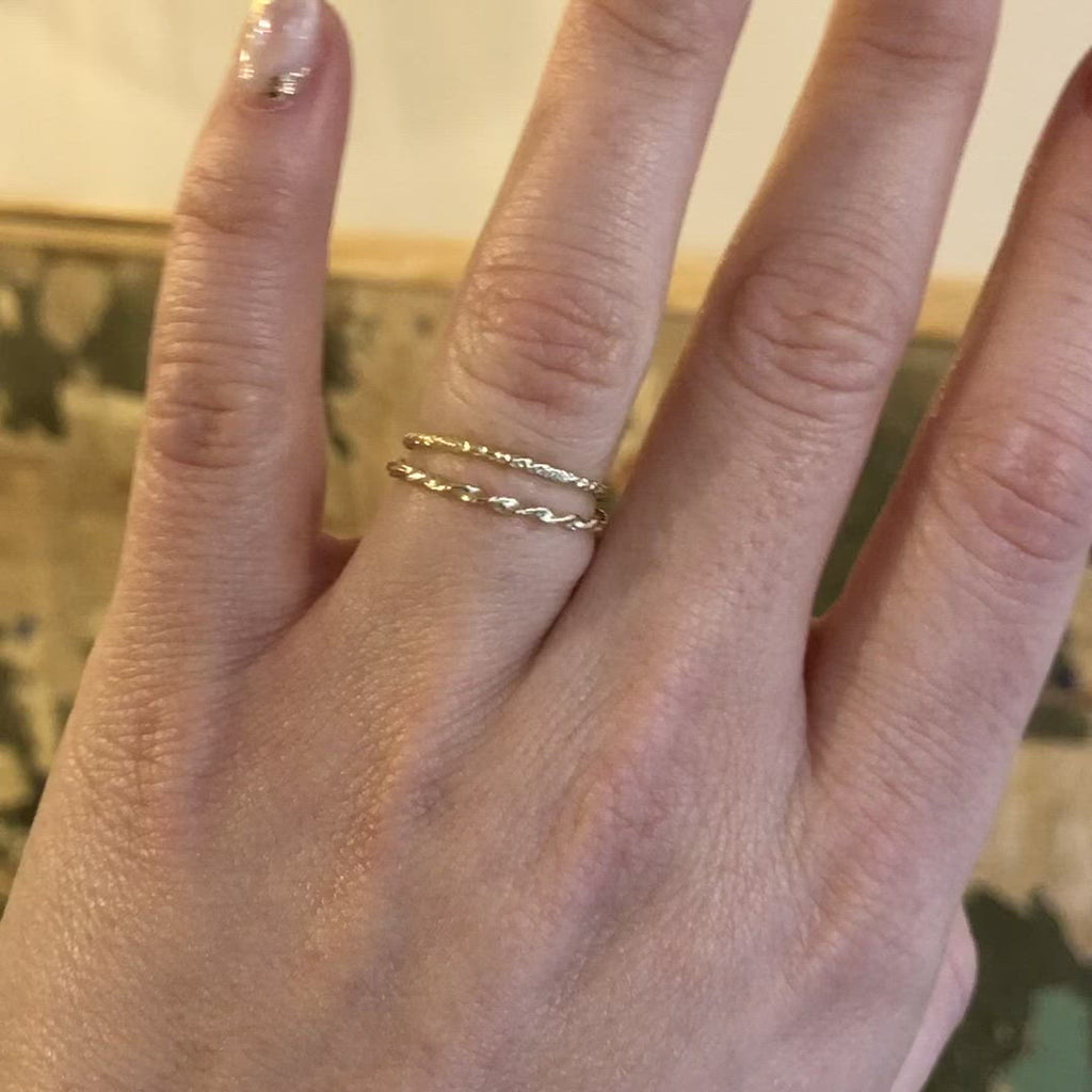 textured gold wedding rings stacking rings 