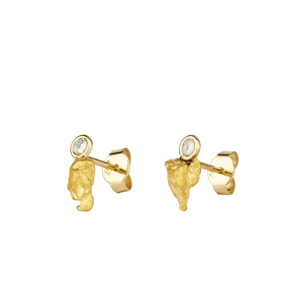 golpira gold nugget diamond stud earrings